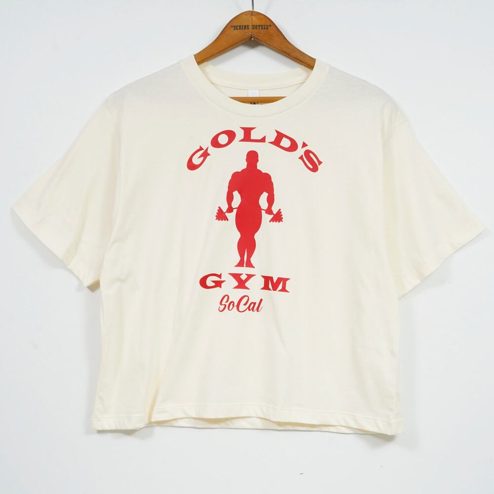 Vintage Gold's Gym SoCal T-Shirt Women's L Cropped Fit Graphic Tee Y2K